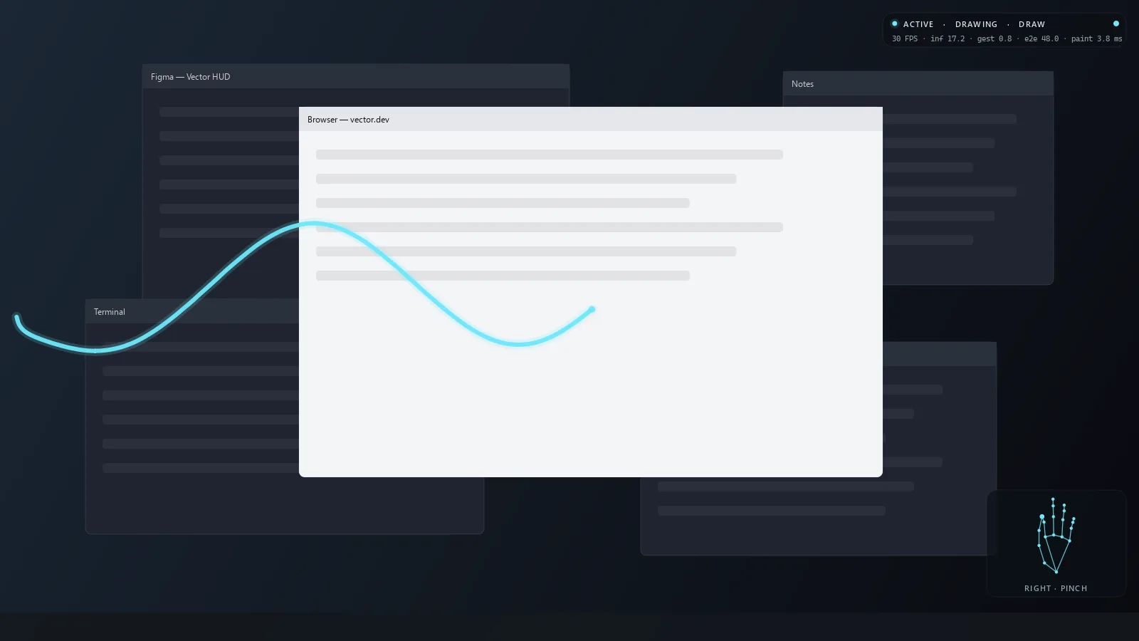 Air drawing with spline smoothing
